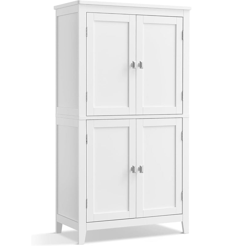 VASAGLE Dulap de baie, din MDF, cu 2 compartimente si 4 usi, rafturi reglabile, 30x60x110cm, alb