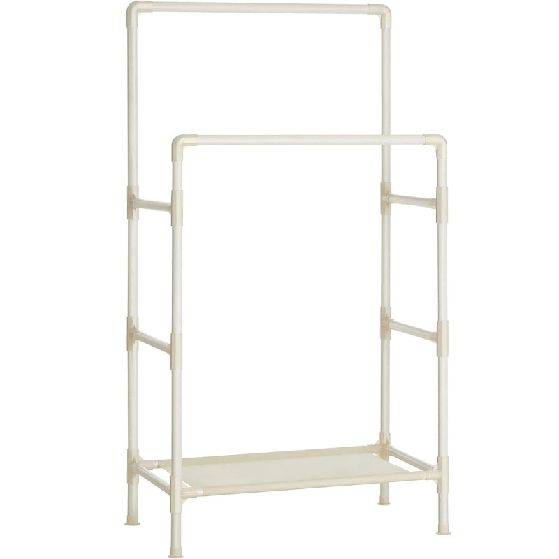 SONGMICS Raft de haine din metal, cu 2 bare de haine si 1 raft, maxim 70 kg, industrial, 45x83x157cm, alb