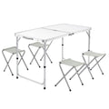 Set masa pliabila reglabila si 4 scaune, tip valiza, gri, 120x60cm