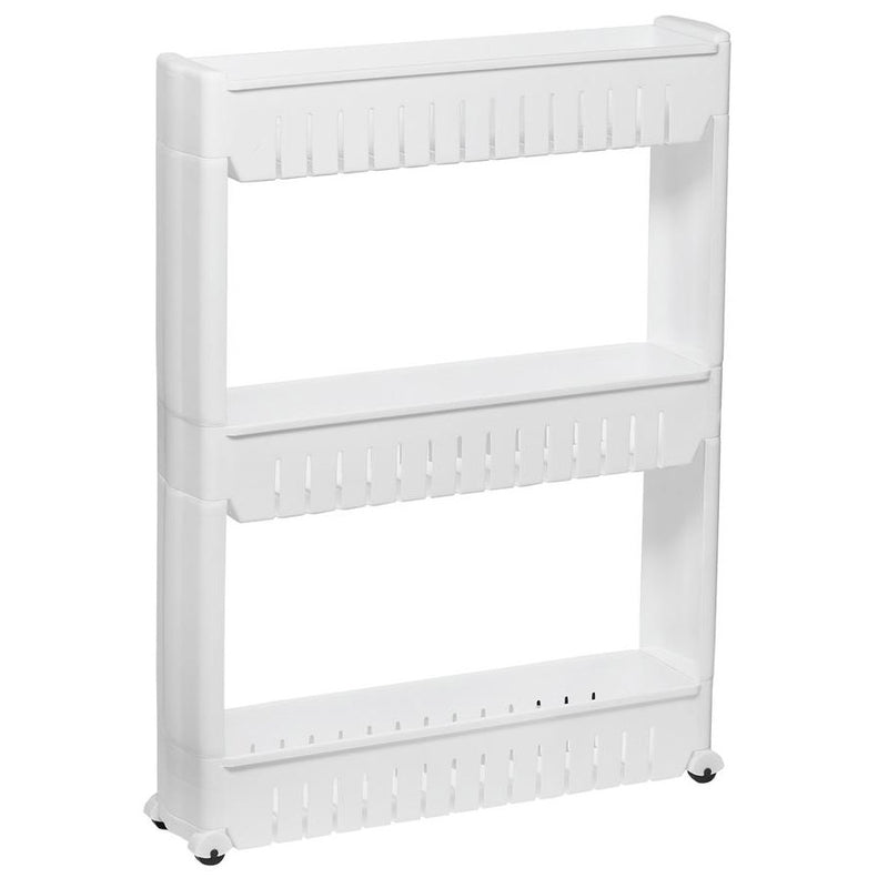 Sistem rafturi de depozitare Sersimo HA110 cu roti pentru bucatarie sau baie cu 3 polite, alb