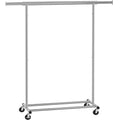 SONGMICS Suport pentru haine cu sina superioara extensibila, pe roti, reglabil pe latime, 45x(92-132)x160cm, inox argintiu