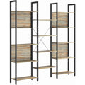 VASAGLE Biblioteca cu 14 rafturi din lemn, cadru metalic, 24x158x166cm, stil industrial, stejar si negru