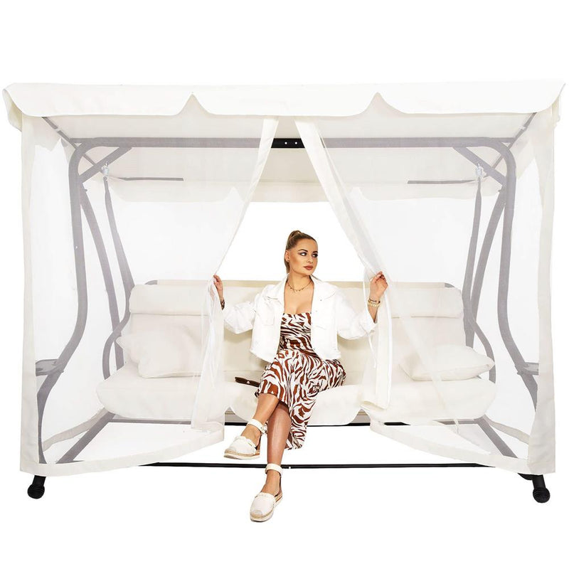 Balansoar leagan pat 4 persoane Sersimo Tenerife, cu plasa anti-insecte, sarcina 320kg