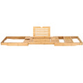 Raft cu tava pentru cada din bambus natural Sersimo 1025, extensibila, 75-111x23cm