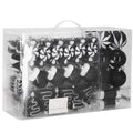 Set globuri si decoratiuni de Craciun, 77 piese, diverse dimensiuni, negru