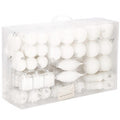 Set globuri si decoratiuni de Craciun, 72 piese, diverse dimensiuni, alb