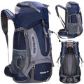 Rucsac tactic militar pentru drumetie, cu husa de ploaie, 60 litri, 25 kg, 70x40x24 cm, gri albastru