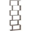 VASAGLE Biblioteca, raft cu 6 unitati de depozitare, pentru living, din lemn, 24x190x70cm, gri stejar