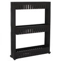 Sistem rafturi de depozitare Sersimo HA116 cu roti pentru bucatarie sau baie cu 3 polite, negru