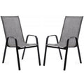 Set 2 scaune de gradina cu cadru metalic, stivuibile, 55x72x96cm, gri