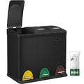 SONGMICS Cos de gunoi din otel cu 3 compartimente colectare selectiva, cu galeti interioare, 3x8litri, negru mat