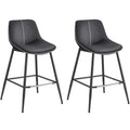 VASAGLE Set 2 scaune de bar, spatar ergonomic din piele artificiala, cadru metalic, 50x50x88 cm, negru