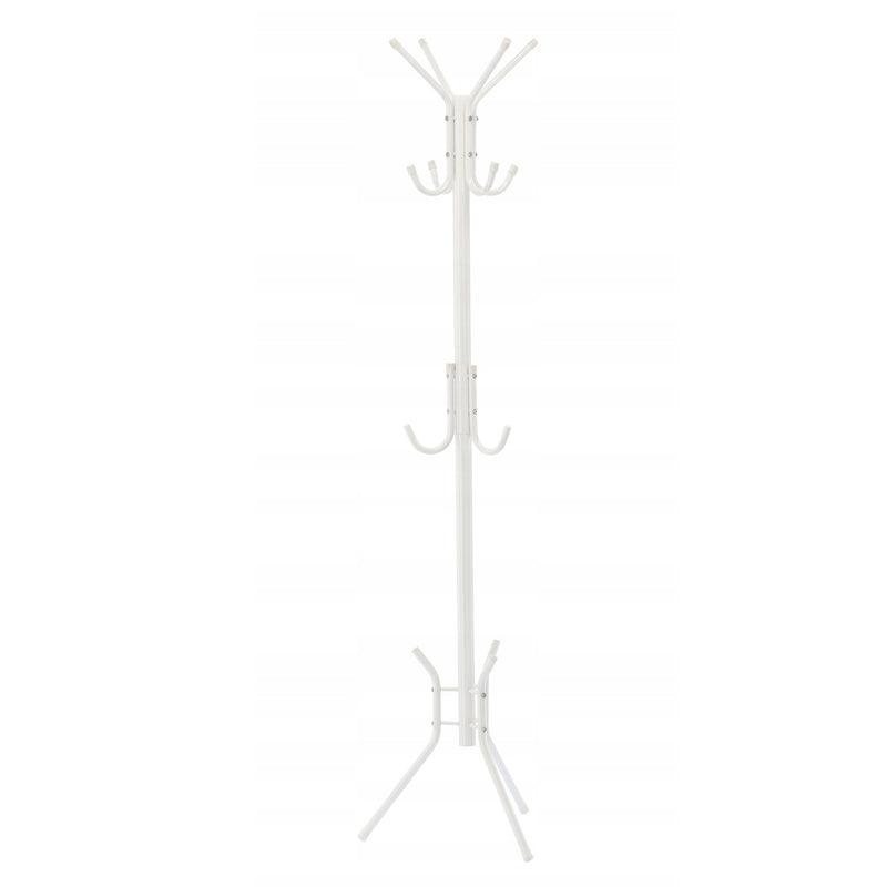Cuier hol metalic 178 cm, 12 carlige, design minimalist, alb