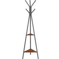VASAGLE Cuier metalic, cu 2 rafturi MDF, inaltime 179cm, stil industrial, maro rustic si negru