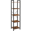 VASAGLE Raft cu 5 etaje, tip biblioteca, cadru metal si polite lemn, 40x30x153cm, industrial, maro rustic si negru