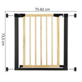 Poarta de siguranta Safety Gate pentru scari, ajustabila, din lemn cu structura otel, 75-82cm, negru maro