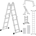 SONGMICS Scara multifunctionala din aluminiu, cu 2 placi tip platforma, 12 trepte, sarcina 150 kg, gri