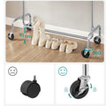 SONGMICS Suport pentru haine cu sina superioara extensibila, pe roti, reglabil pe latime, 45x(110-150)x160cm, inox argintiu