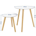 VASAGLE Masa de cafea, set de 2 bucati, picioare din lemn si blat MDF, design minimalist scandinav, 45x50cm si 35x35cm, alb