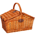 Cos de picnic echipat pentru 4 persoane Deluxe, din rachita, cu vesela si tacamuri, izolat termic, maro