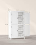 VASAGLE Dulap de baie, din MDF, cu 2 compartimente si 4 usi, rafturi reglabile, 30x60x110cm, alb