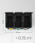 SONGMICS Cos de gunoi din otel cu 3 compartimente colectare selectiva, cu galeti interioare, 3x8litri, negru mat