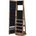 SONGMICS Oglinda de podea cu suport rotativ la 360°, cu spatiu de depozitare, 55x55x161cm, maro rustic