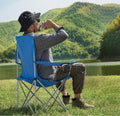 SONGMICS Set 2 scaune pliabile de camping sau pescuit, suport pahar, maxim 150kg, albastru