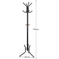 VASAGLE Cuier pentru haine, din otel, tip pom, cu 12 carlige, 176cm, negru