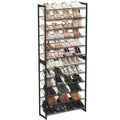 SONGMICS Raft pentru pantofi suprapozabil, pe 12 nivele, din metal, cu rafturi reglabile, pentru 48-60 perechi, 31x 93x223cm, negru