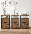 VASAGLE Dulap mobil tip rollbox pentru birouri, cu 2 sertare, stil industrial, 44x42x67cm, maro rustic