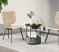 VASAGLE Masuta de cafea rotunda cu cos de stofa, statie de incarcare 2 prize si 2 USB, 45x50cm, negru