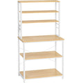 VASAGLE Raft de bucatarie cu spatiu pentru cuptorul cu microunde, 6 rafturi, otel, industrial, 40x80x167cm, maro stejar si alb