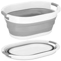 Cos de rufe pliabil tip lighean, cu manere, din plastic si silicon, 54x38x23cm, 24litri, gri