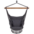Hamac tip leagan suspendat pentru casa sau gradina HM45, gri inchis cu perne, 130x100cm, 150kg