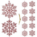 Decoratiune brad fulg de zapada, set 12 bucati, 10cm, roz