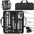 Set accesorii pentru gratar din inox, 20 de piese inclusiv perie, husa transport