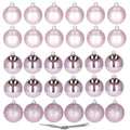 Set globuri de Craciun, 30 bucati, 3 modele, 3cm, roz
