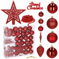 Set globuri si decoratiuni de Craciun, 51 piese, diverse dimensiuni, rosu
