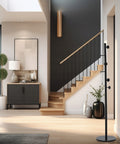 Cuier hol metalic 174 cm, design minimalist, negru
