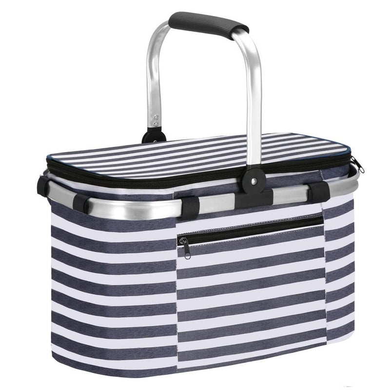 Geanta pentru picnic sau plaja, termoizolanta, 28 litri, alb albastru