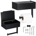 Suport hartie igienica din otel cu sertar depozitare, sistem montare inclus, 22cm, negru bej