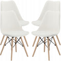 Set 4 scaune de bucatarie, design scandinav modern, sezut cu burete, alb