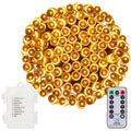 Instalatie lumini de exterior pentru gradina, 10.5 metri, 100 LED-uri, cu baterii, galben