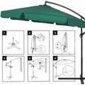 Umbrela de gradina cu brat lateral banana, cu husa, 300cm, verde