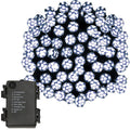Instalatie lumini de exterior pentru gradina, 9 metri, 120 LED-uri forma cristal, cu baterii, alb