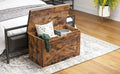 VASAGLE Banca pentru pantofi cu perna, tip cufar de depozitare, stil hambar, 76x40x48cm, maro rustic