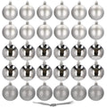 Set globuri de Craciun, 30 bucati, 3 modele, 3cm, argintiu