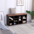 VASAGLE Banca pentru hol cu suport pentru pantofi, 10 compartimente, cu perna, 104x48x30cm, maro rustic