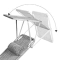 SONGMICS Sezlong pliabil, cu parasolar si tetiera, spatar reglabil in 4 pozitii, maxim 150kg, 193x53x29cm, gri deschis